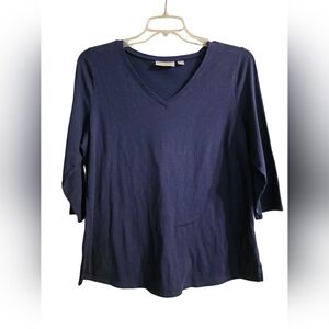 Classic Navy V-Neck Long Sleeve Top
